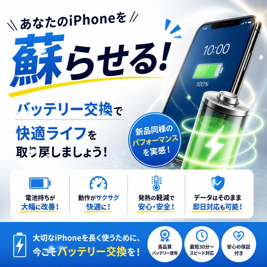 あなたのiPhoneを蘇らせる！バッテリー交換で快適ライフを取り戻しましょう！
