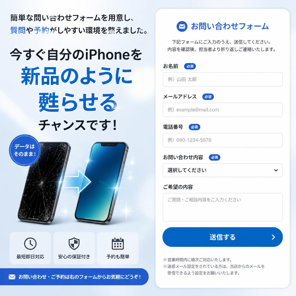 今すぐお問い合わせを！