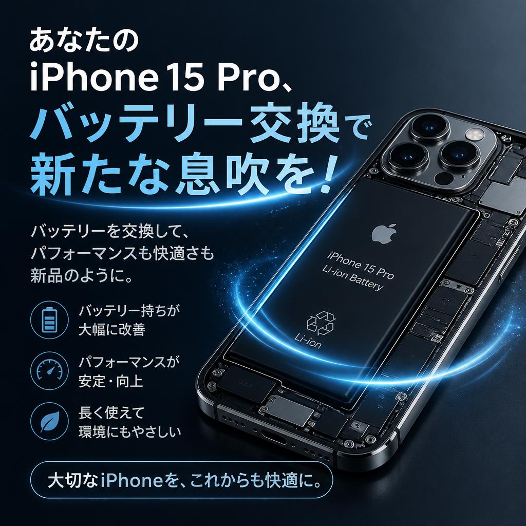 あなたのiPhone15 Pro、バッテリー交換で新たな息吹を！
